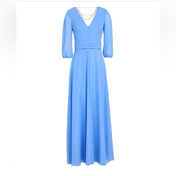 NWT Patrizia Pepe Elegant Blue V-Neck Long Sleeve Maxi Dress